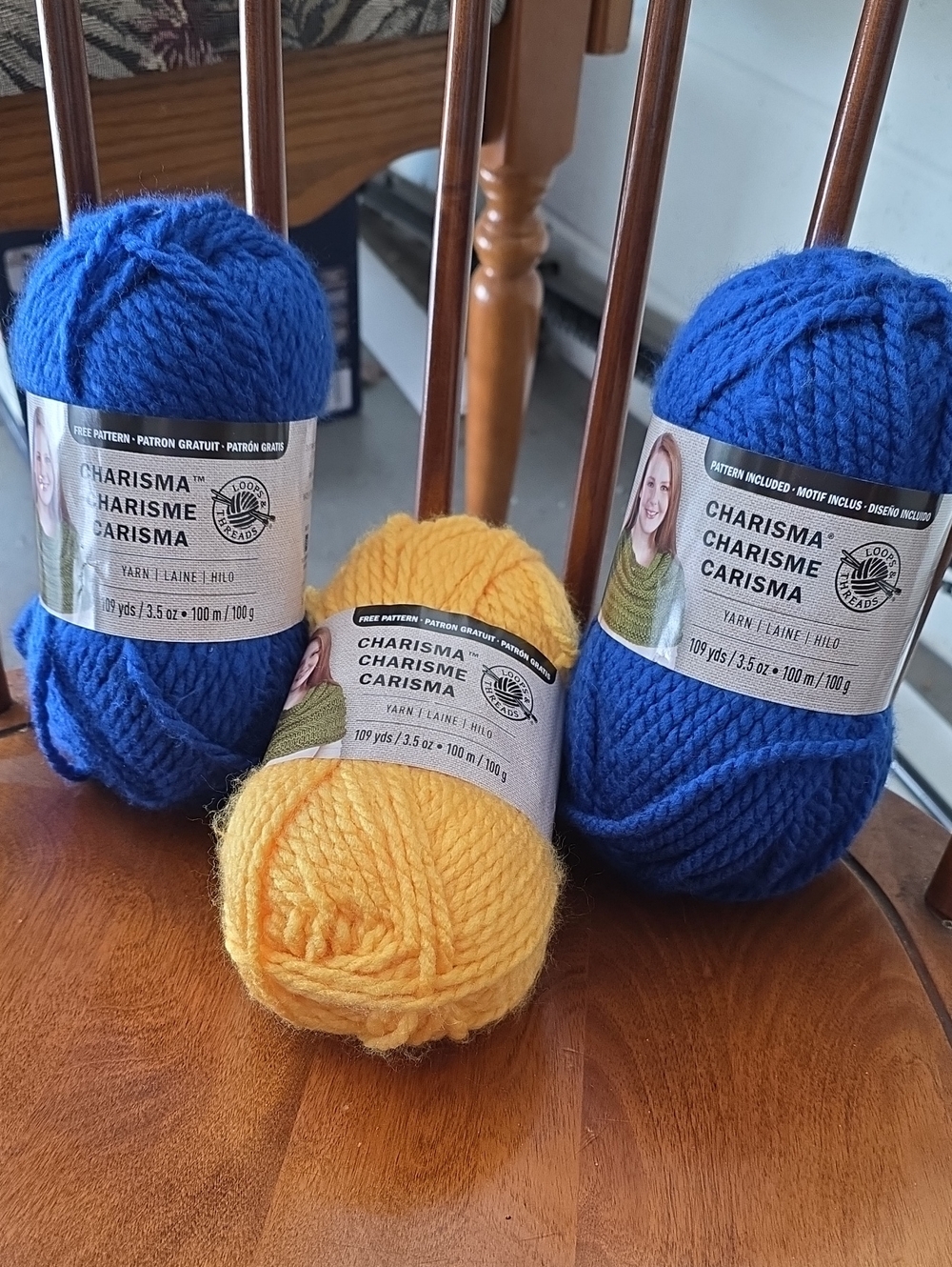 Bright Blue and Golden Yellow Yarn Trio